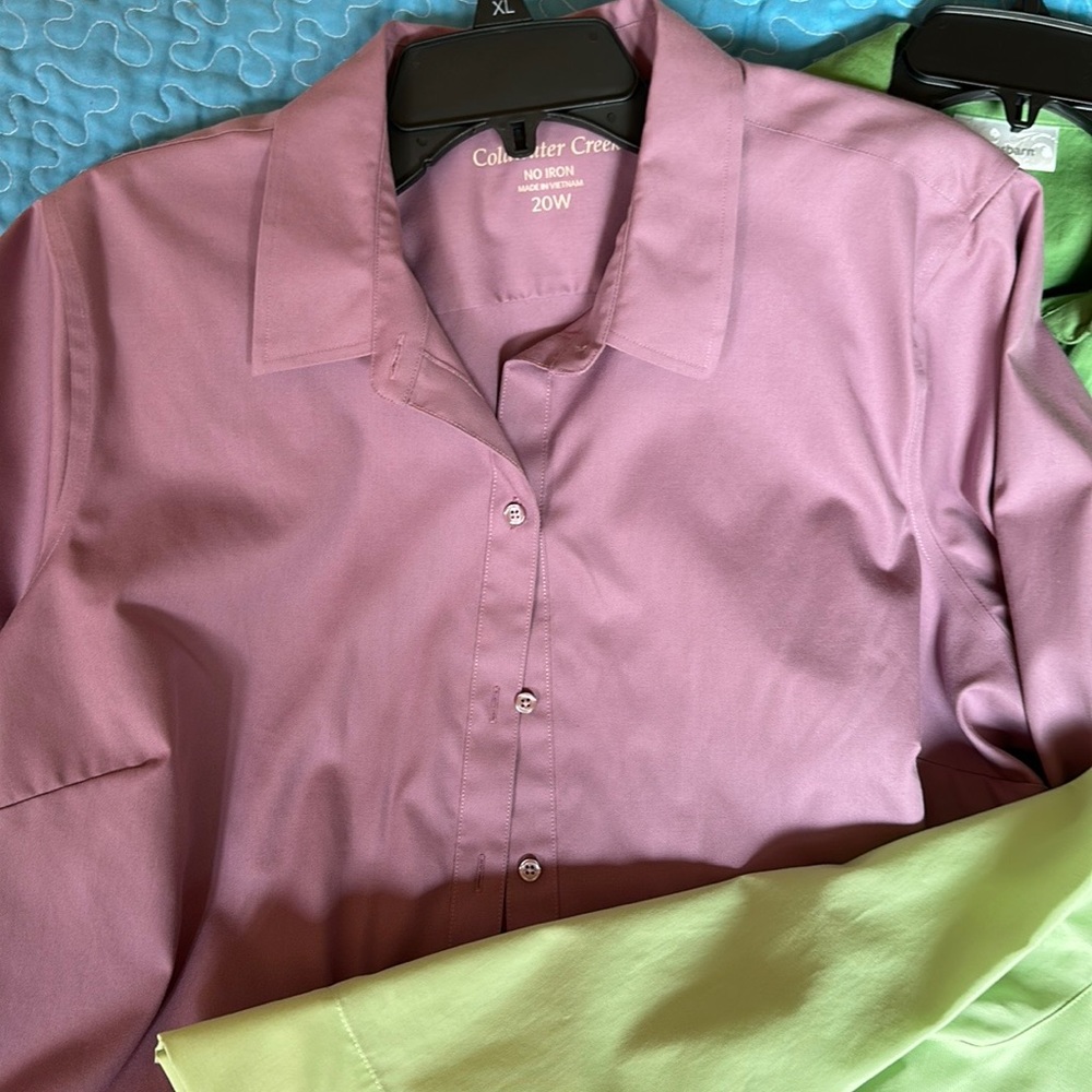 5 tops. All size 20. All 3/4 sleeves. All button up.